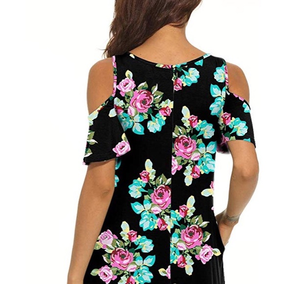 Cold Shoulder Tunic Top T-Shirt Dress - Picture 3 of 6